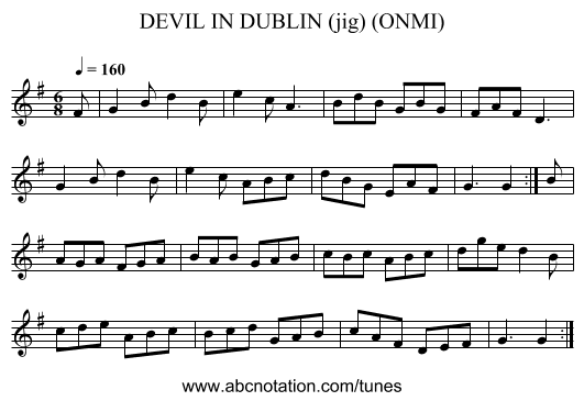 DEVIL IN DUBLIN (jig) (ONMI) - staff notation
