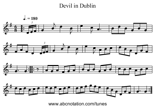 Devil in Dublin - staff notation