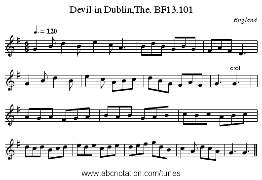 Devil in Dublin,The. BF13.101 - staff notation
