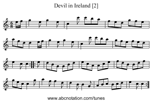 Devil in Ireland [2] - staff notation