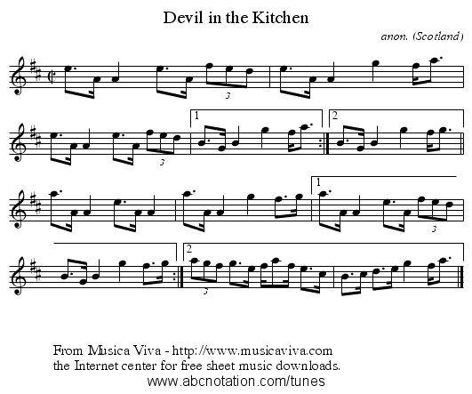 Devil in the Kitchen - staff notation