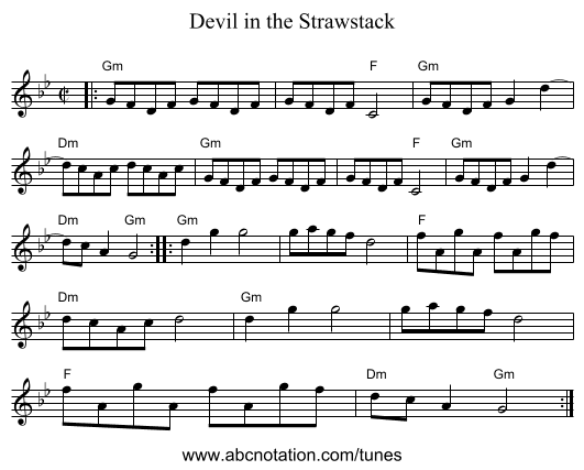 Devil in the Strawstack - staff notation