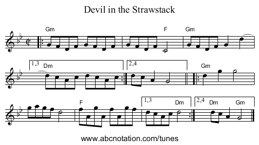 Devil in the Strawstack - staff notation