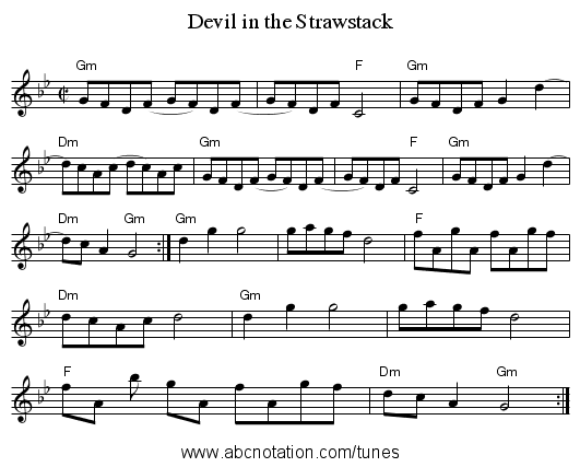 Devil in the Strawstack - staff notation