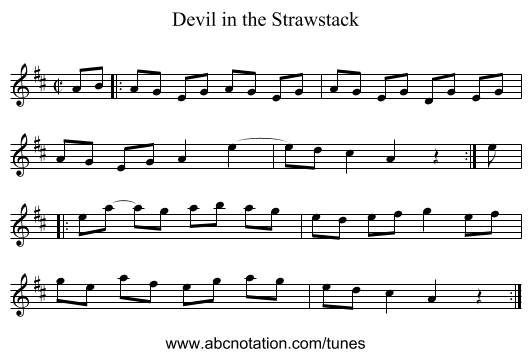 Devil in the Strawstack - staff notation