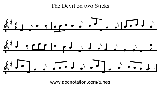 Devil on two Sticks, The - staff notation