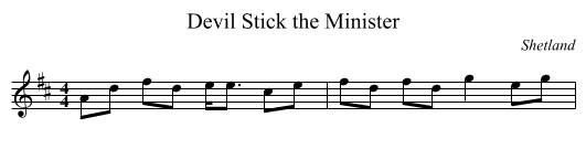 Devil Stick the Minister - staff notation