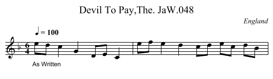 Devil To Pay,The. JaW.048 - staff notation