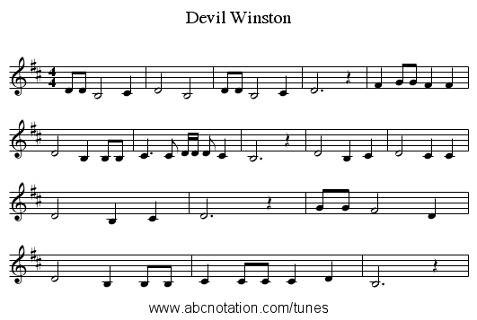 Devil Winston - staff notation