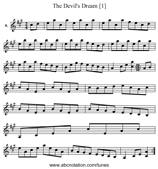 Devil's Dream [1], The - staff notation