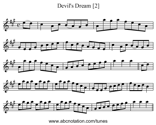 Devil's Dream [2] - staff notation