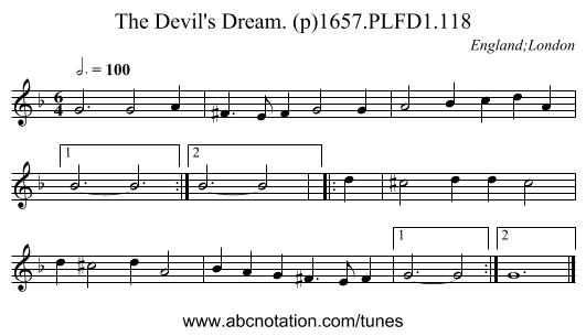 Devil's Dream. (p)1657.PLFD1.118, The - staff notation