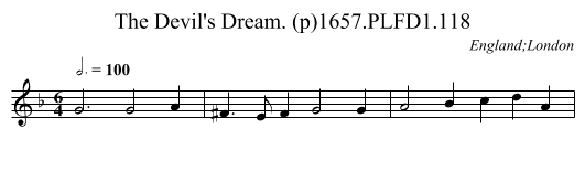 Devil's Dream. (p)1657.PLFD1.118, The - staff notation