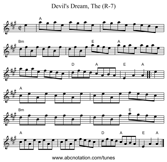 Devil's Dream, The (R-7) - staff notation