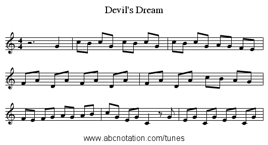 Devil's Dream - staff notation