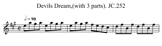 Devils Dream,(with 3 parts). JC.252 - staff notation