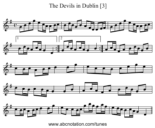 Devils in Dublin [3], The - staff notation