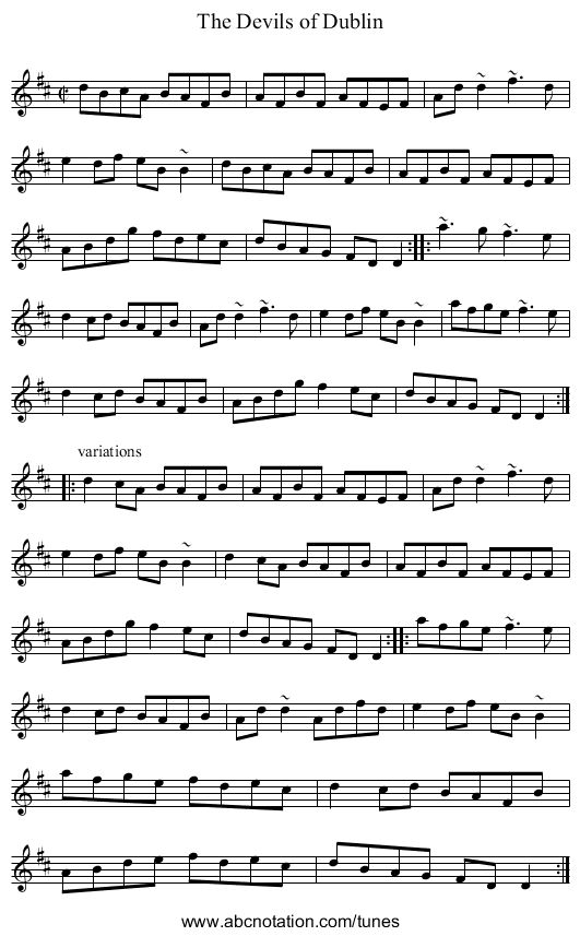 Devils of Dublin, The - staff notation