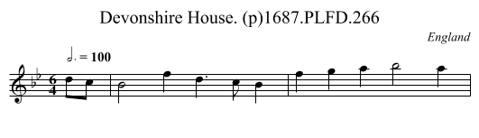 Devonshire House. (p)1687.PLFD.266 - staff notation