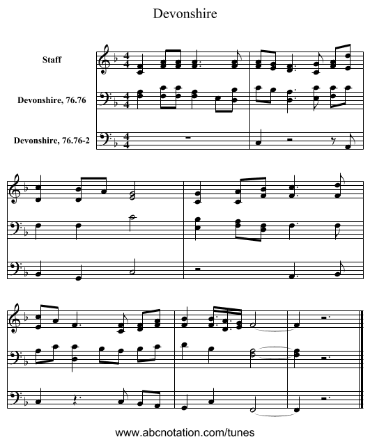 Devonshire - staff notation