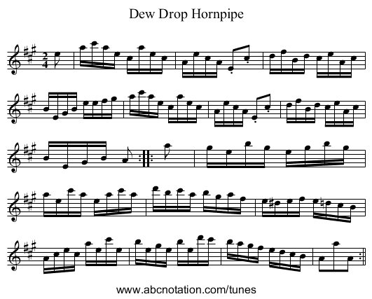 Dew Drop Hornpipe - staff notation