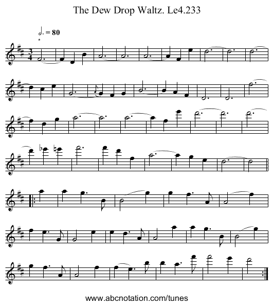Dew Drop Waltz. Le4.233, The - staff notation