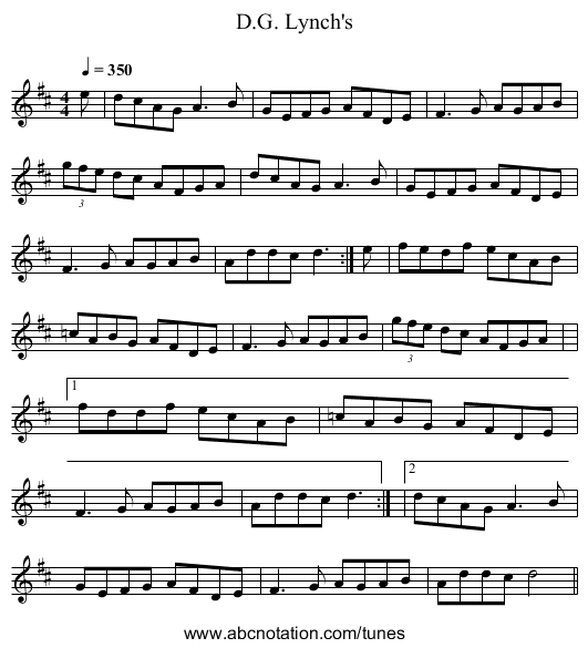 D.G. Lynch's - staff notation