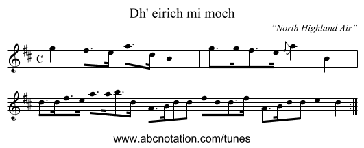 Dh' eirich mi moch - staff notation