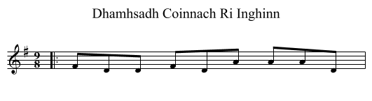 Dhamhsadh Coinnach Ri Inghinn - staff notation