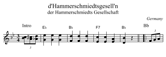 d'Hammerschmiedtsgesell'n - staff notation