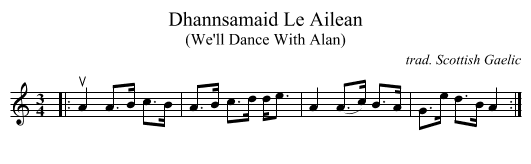 Dhannsamaid Le Ailean - staff notation