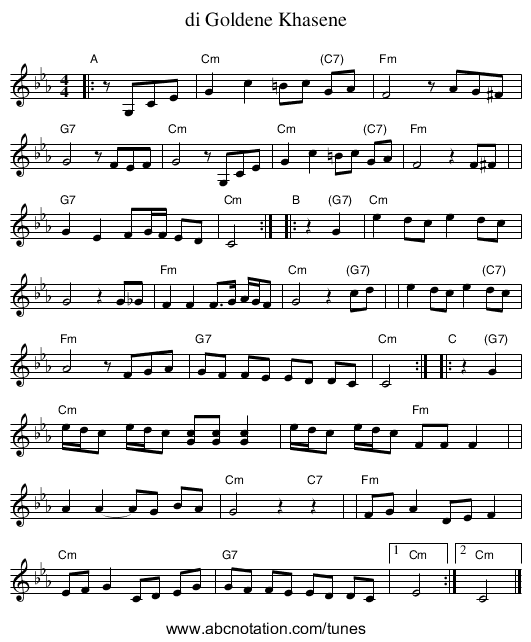 di Goldene Khasene - staff notation