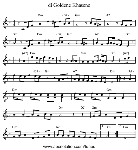 di Goldene Khasene - staff notation