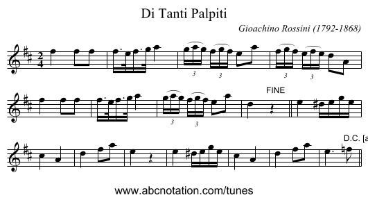 Di Tanti Palpiti - staff notation