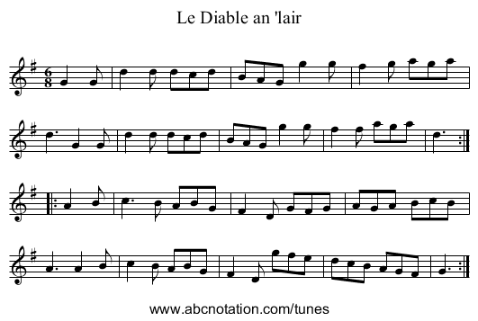 Diable an 'lair, Le - staff notation