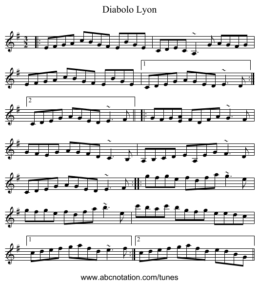 Diabolo Lyon - staff notation