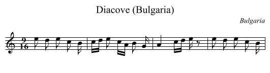 Diacove (Bulgaria) - staff notation