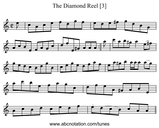 Diamond Reel [3], The - staff notation