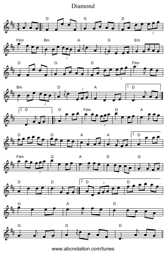 Diamond - staff notation