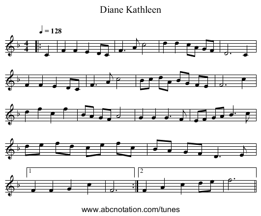 Diane Kathleen - staff notation