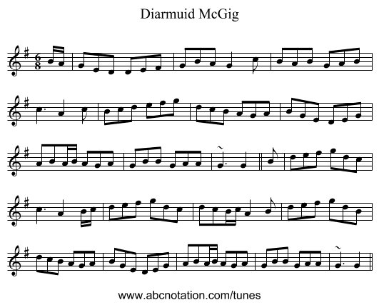 Diarmuid McGig - staff notation