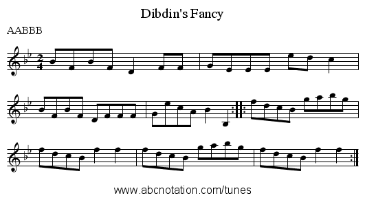 Dibdin's Fancy - staff notation