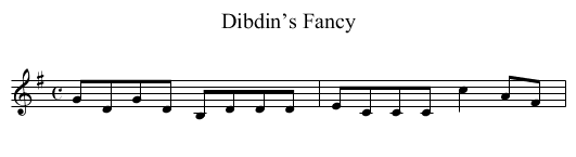 Dibdin’s Fancy - staff notation