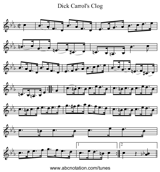 Dick Carrol's Clog - staff notation