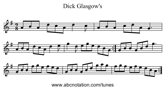 Dick Glasgow's - staff notation