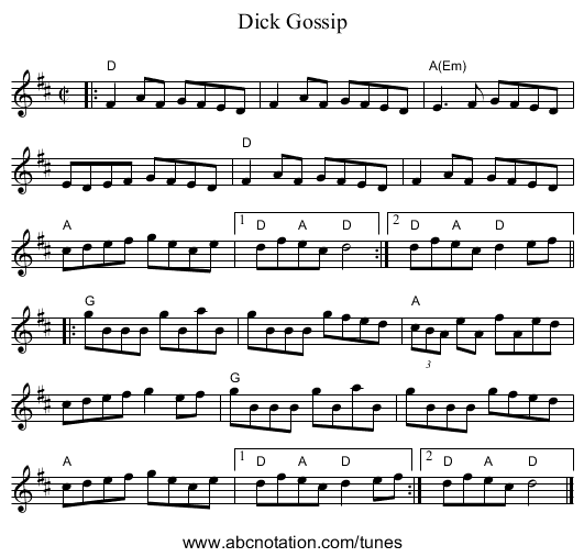 Dick Gossip - staff notation