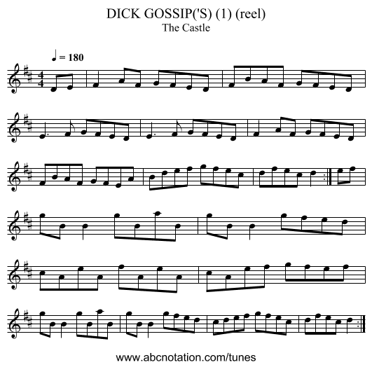DICK GOSSIP('S) (1) (reel) - staff notation