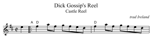 Dick Gossip's Reel - staff notation