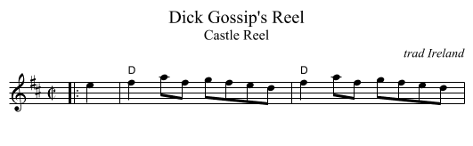 Dick Gossip's Reel - staff notation
