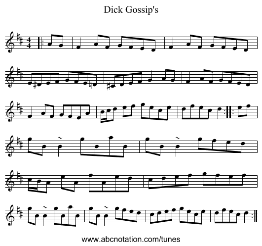 Dick Gossip's - staff notation